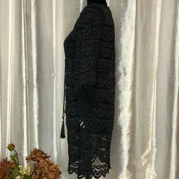 Blue Island Women’s Small Black Lacy Swim Nylon Coverup - Picture 5 of 10